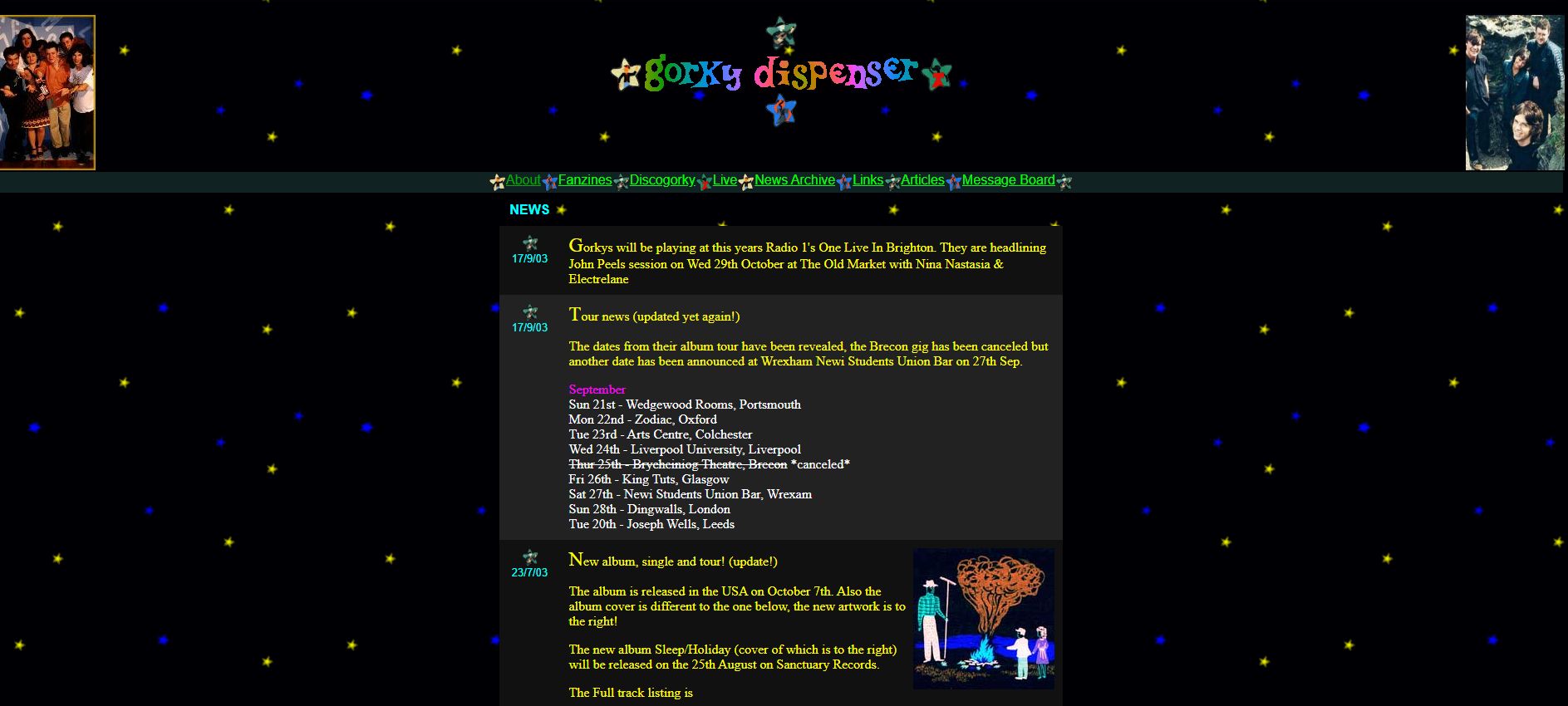 Screen capture of the old Gorky Dispenser website
